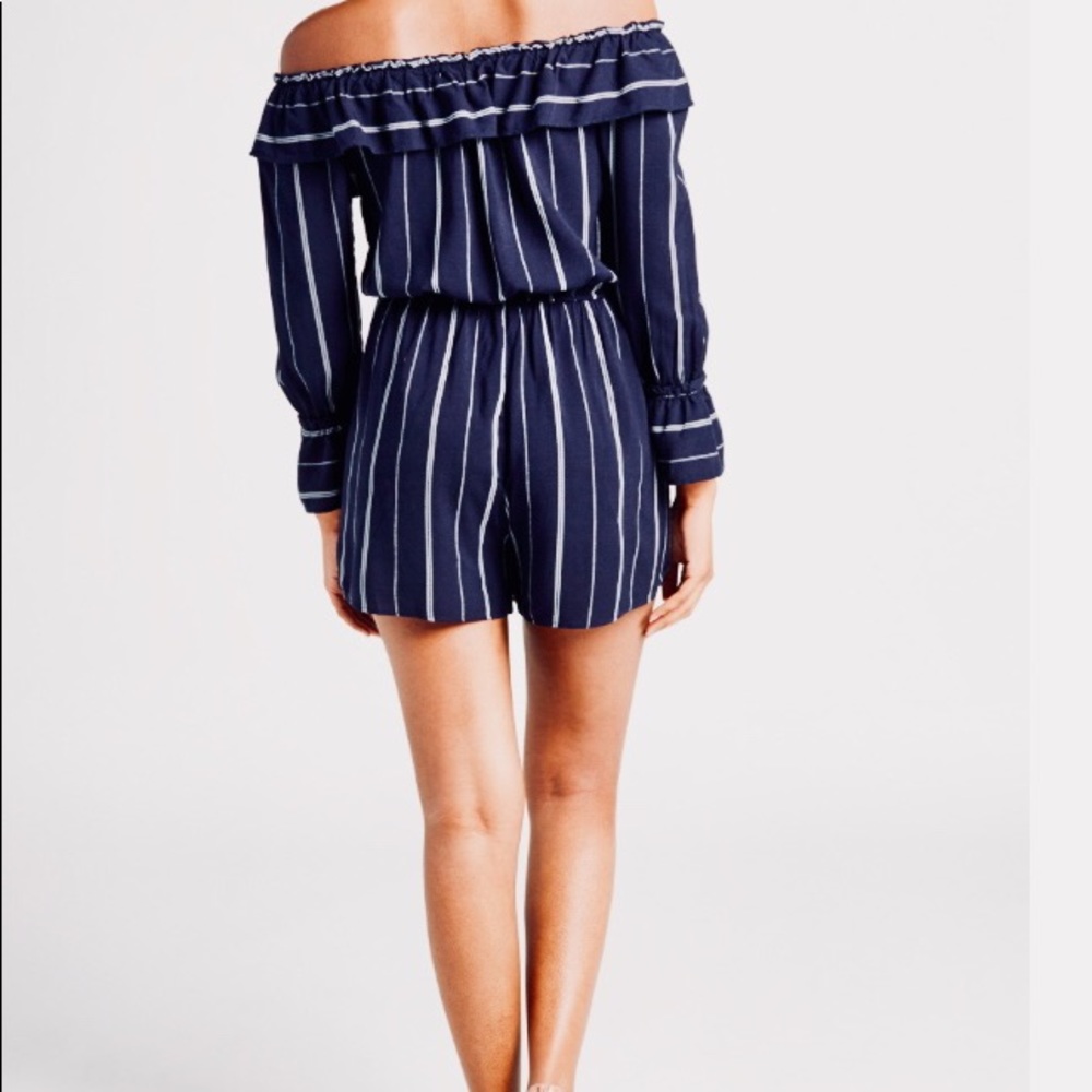 NAVY PINSTRIPED ROMPER